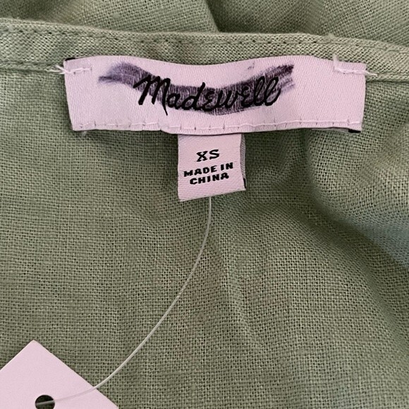 Madewell Sophia Deep V Neckline Mini Dress Size XS in Color: Seedling NWT - Picture 7 of 8